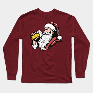 Santa Drinking a Holiday Beer Long Sleeve T-Shirt